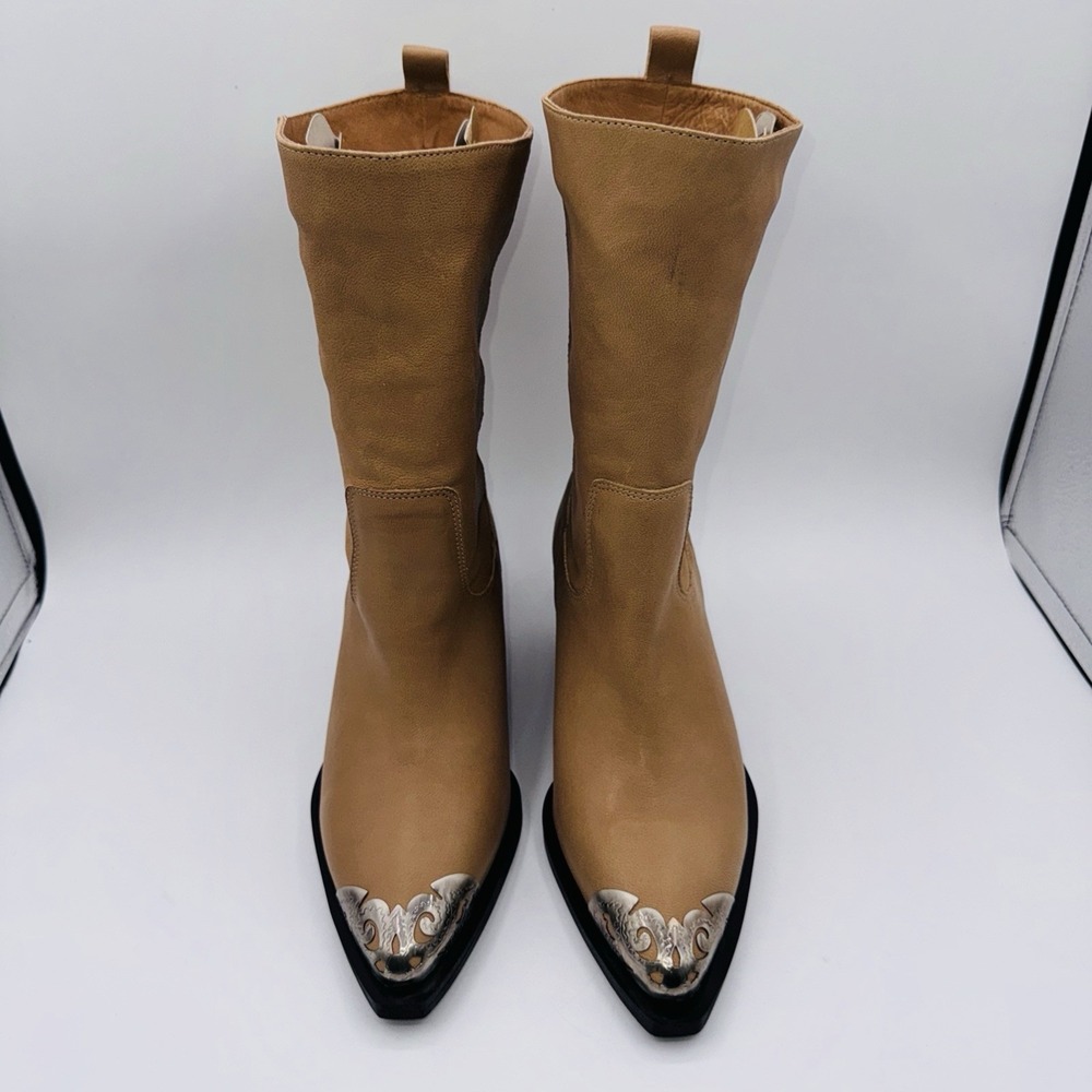 Free People Faster Horses Filigree Boot Women's Size 7.5 Camel Leather Cap Toe - Picture 3 of 16